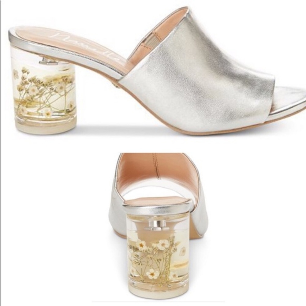 Nanette Lepore silver Mule with clear heel